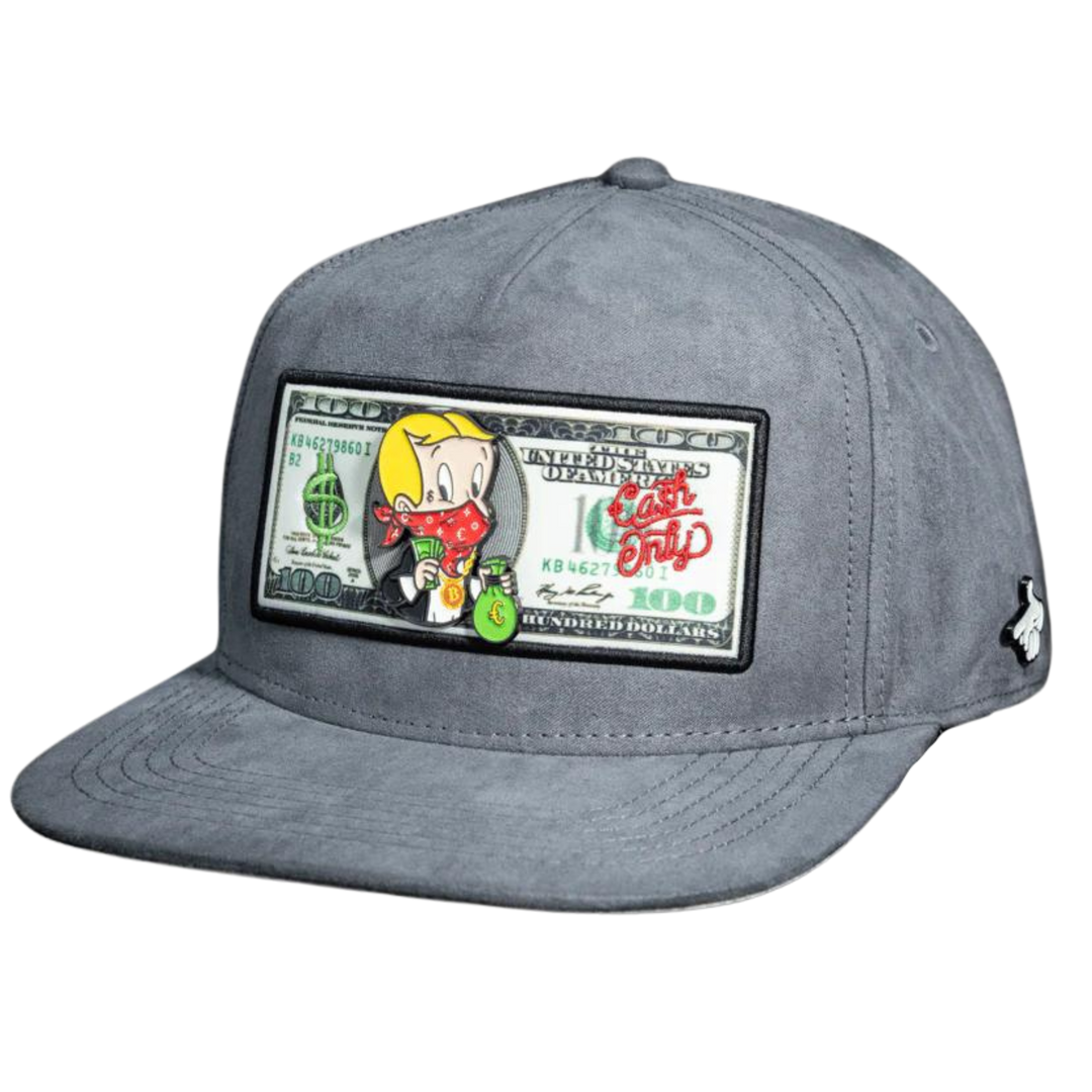 GORRA CASH ONLY RICH DOLAR GREY GAMUZA