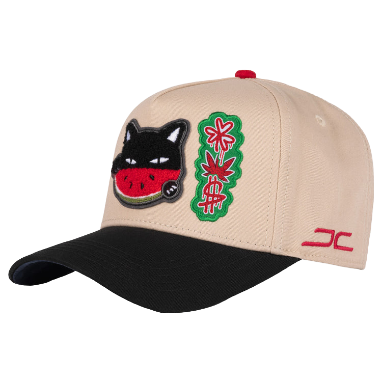GORRA JC HATS WATERMELON CAT BEIGE BLACK