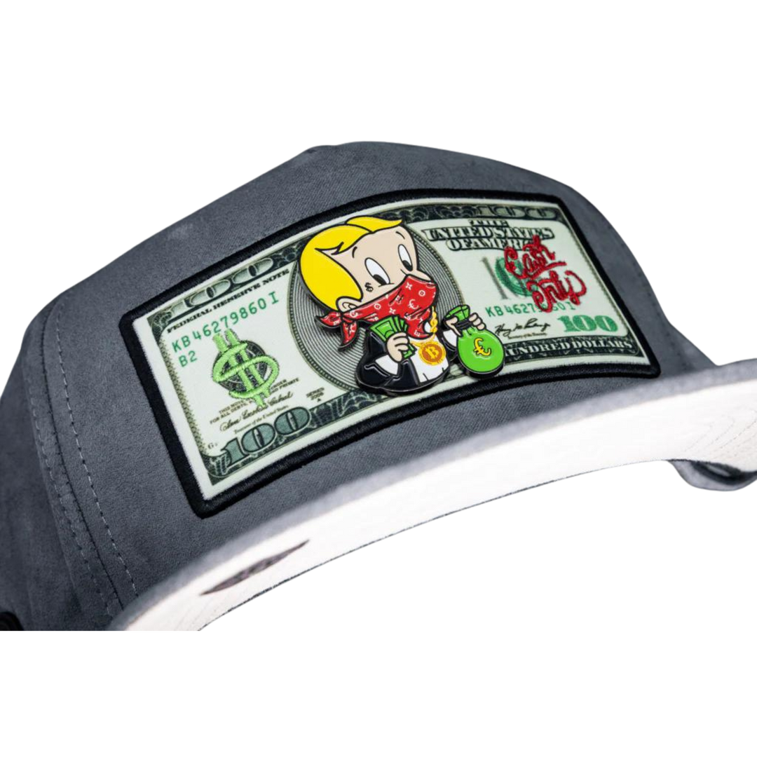 GORRA CASH ONLY RICH DOLAR GREY GAMUZA