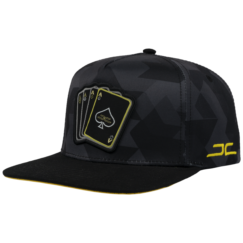 GORRA JC HATS POKER CAMO NEGRO AMARILLO