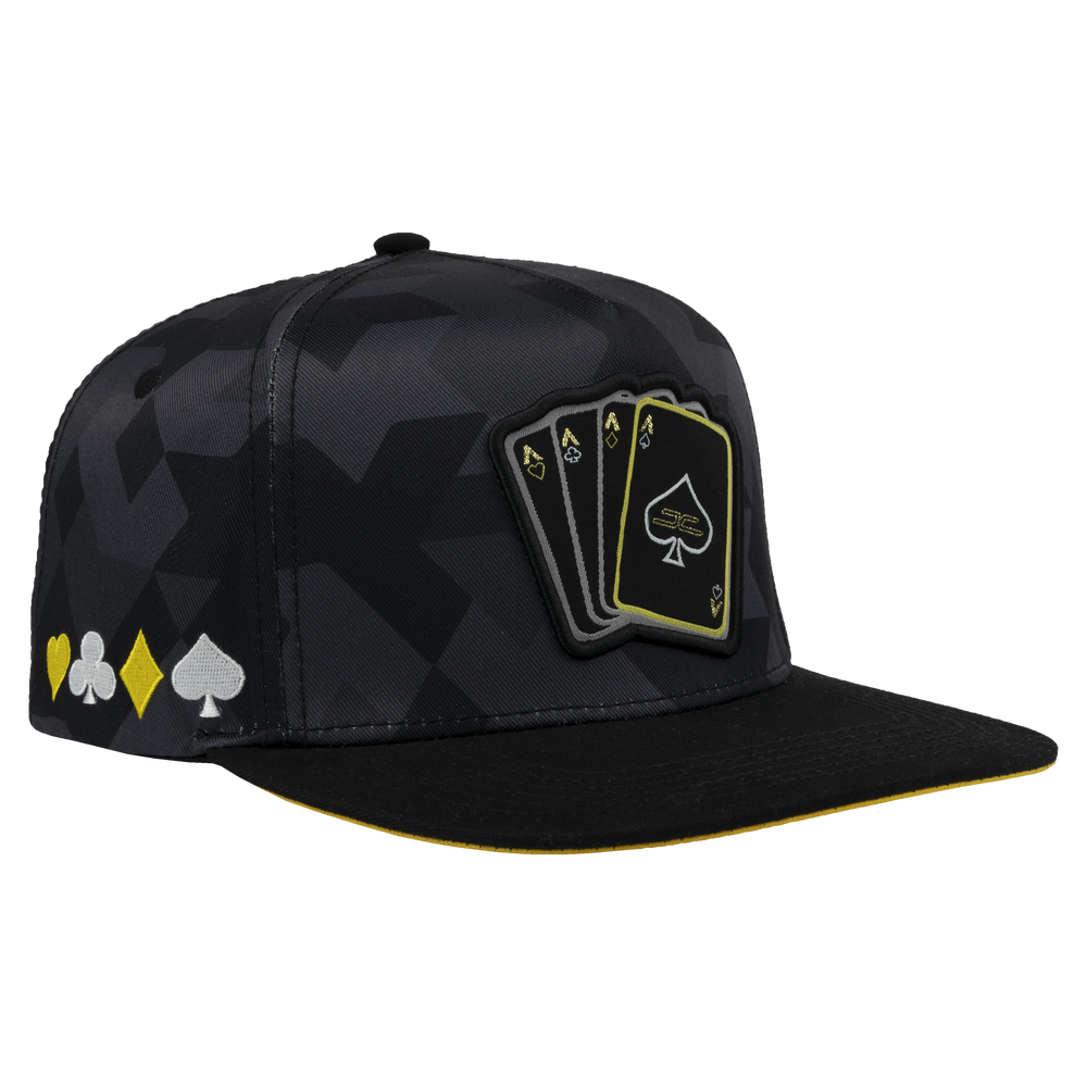 GORRA JC HATS POKER CAMO NEGRO AMARILLO