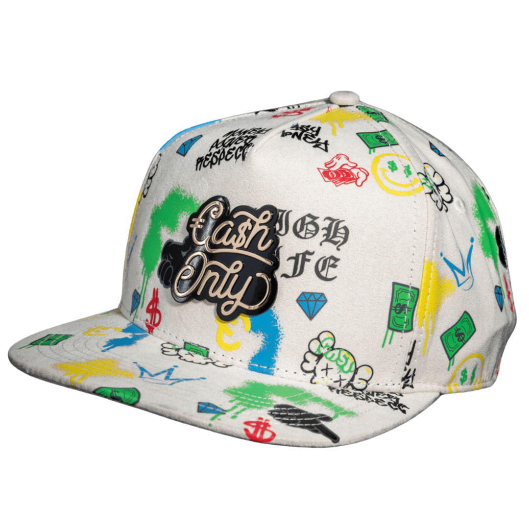 GORRA CASH ONLY FULL PRINT BEIGE GAMUZA